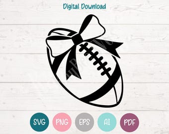 Football with Bow SVG PNG Clipart Cut Files for Cricut, Silhouette, Laser Engraving, Sublimation