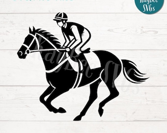 Jockey & Racehorse SVG PNG Clipart Cut Files for Cricut, Silhouette, Laser Engraving, Sublimation (Digital)