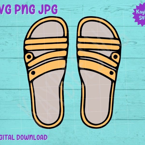 Strappy Slip-On Beach Sandals SVG PNG JPG Clipart Digital Cut File Download for Cricut Silhouette Sublimation Printable - Commercial Use
