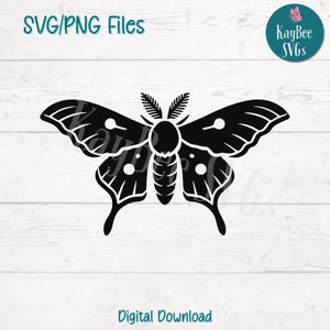Papillon lunaire SVG PNG Clipart insecte magique pour lune, jardin et travaux manuels Boho | Fichier de découpe pour Cricut, Silhouette, gravure laser, sublimation