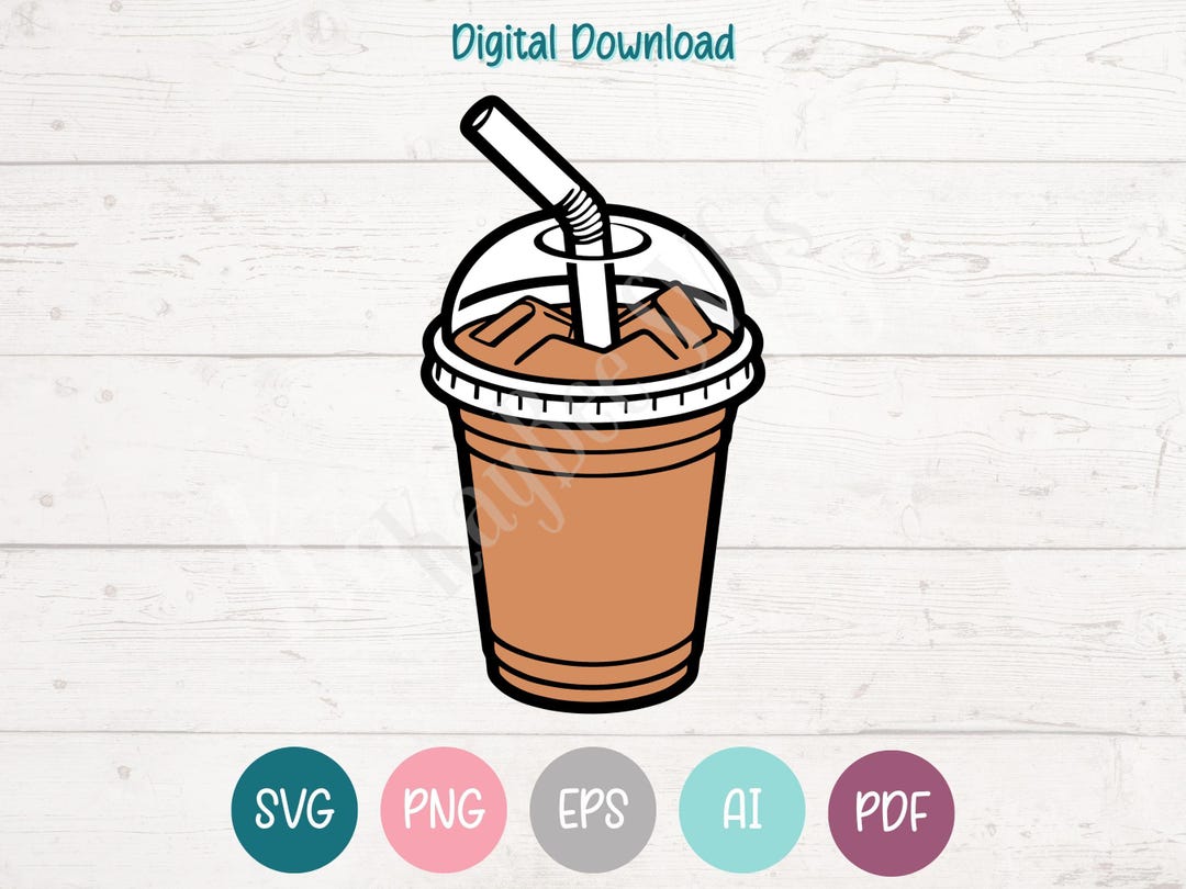 Iced Coffee SVG PNG Clipart Cut Files for Cricut, Silhouette, Laser ...