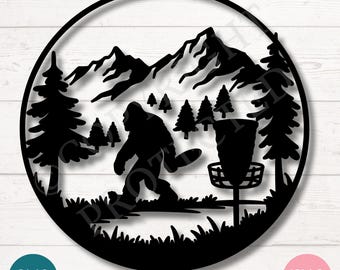 Bigfoot Disc Golf SVG | Sasquatch Frisbee Silhouette (Digital Download)