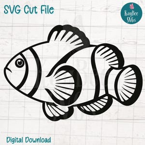 Archivos de corte SVG PNG de pez payaso para Cricut, descarga digital de silueta, grabado láser, impresión por sublimación, imágenes prediseñadas para uso comercial