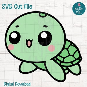 Schattige zeeschildpad SVG PNG-bestanden knippen voor Cricut, silhouet digitale download, lasergravure, afdrukbare sublimatie, commercieel gebruik clipart