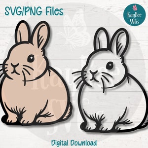 Lapin nain SVG | Fichiers de coupe PNG pour Cricut, Silhouette, téléchargement numérique, clipart imprimable, clipart à usage Commercial, sublimation