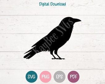 Crow SVG PNG Clipart Cut Files for Cricut, Silhouette, Laser Engraving, Sublimation (Digital)