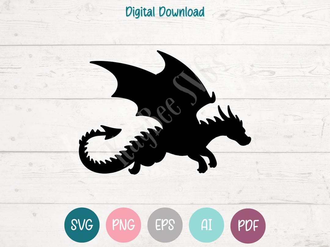 Flying Dragon SVG PNG Clipart Cut Files for Cricut, Silhouette, Laser ...