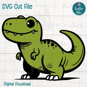Lindo dinosaurio T-Rex SVG PNG archivo de corte para Cricut, silueta, sublimación, grabado láser, clipart imprimible, adorable arte de dinosaurio