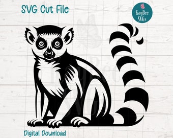 Ring-Tailed Lemur SVG Digital Cut File for Cricut, Silhouette, Engraving, Sublimation, Printable Art, T-Shirt, Mug Press - Commercial Use