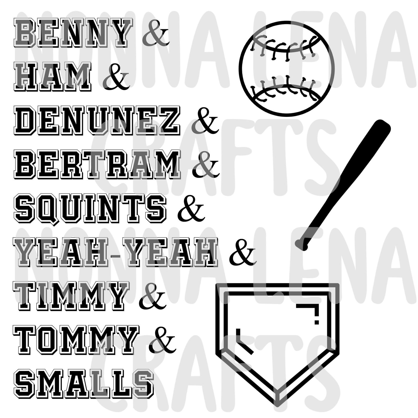Sandlot Character List SVG PNG JPG Clipart Cut File Download | Etsy