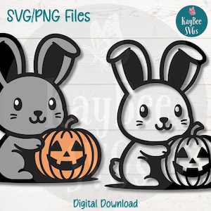 File di taglio SVG / PNG di Halloween Rabbit per Cricut, Silhouette, Download digitale, Clipart stampabile, Clip Art per uso commerciale, Sublimazione