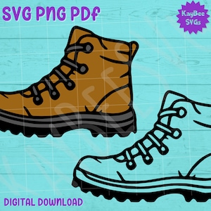 Chaussure de randonnée chaussure de travail SVG PNG PDF Clipart numérique couper fichier Télécharger pour Cricut Silhouette Sublimation Art imprimable - usage Commercial