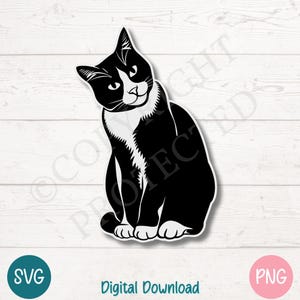 Smoking Katze SVG PNG Schnitt Dateien für Cricut, Silhouette digitaler Download, Lasergravur, Sublimation druckbar, kommerzielle Nutzung Clipart