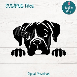 Gluren bokser hond SVG PNG-bestanden knippen voor Cricut, silhouet digitale download, lasergravure, afdrukbare sublimatie, commercieel gebruik clipart