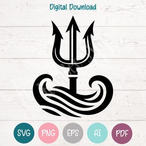 Trident of Poseidon SVG, PNG, Clipart (Digital Download)