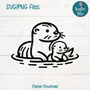 Archivos de corte SVG PNG de familia de nutrias para Cricut, descarga digital de Silhouette, grabado láser, impresión por sublimación, imágenes prediseñadas para uso comercial