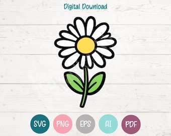 Cartoon Daisy SVG Cut Files: Commercial Use Clipart (Digital)