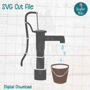 Pompe à eau SVG PNG vintage ferme Clipart pour projets de ferme et de pays | Fichiers de découpe pour Cricut, Silhouette, gravure laser, sublimation