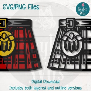 Kilt écossais SVG | Fichiers de coupe PNG pour Cricut, Silhouette, téléchargement numérique, clipart imprimable, clipart à usage Commercial, sublimation