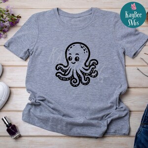 Cartoon Octopus SVG PNG Cut Files for Cricut, Silhouette Digital Download, Laser Engraving, Sublimation Printable, Commercial Use Clipart image 5