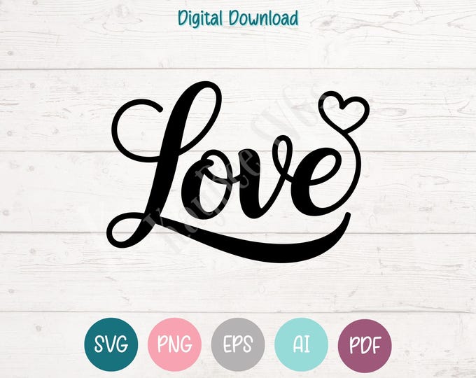 Love Script With Heart Svg Cutting File for Cricut Love Word ...