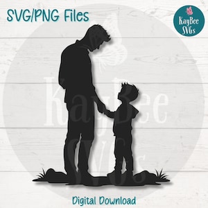 Padre e hijo SVG PNG Cita familiar Clipart para papá y manualidades de crianza / Archivo de corte para Cricut, Silhouette, grabado láser, sublimación