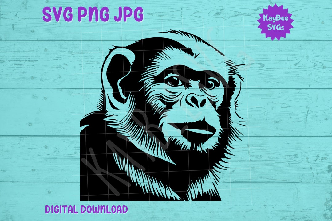Great Ape Chimp Monkey SVG PNG JPG Clipart Digital Cut File - Etsy