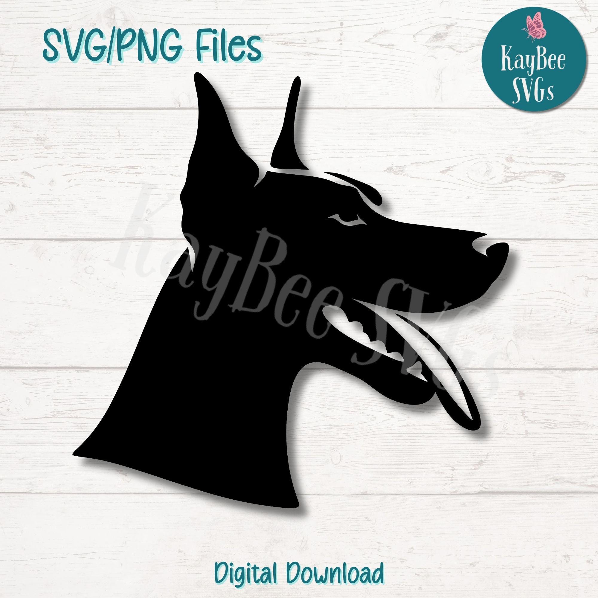 Doberman With Tongue Out SVG PNG Cut Files for Cricut, Silhouette