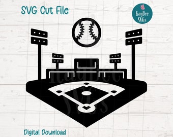 Baseball Diamond SVG Cut File for Cricut, Silhouette, Digital Download, Printable Clipart, Commercial Use, Clip Art, Laser Stencil Outline