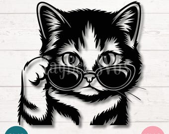 Cat SVG | Hipster Kitten with Glasses (Digital Download)