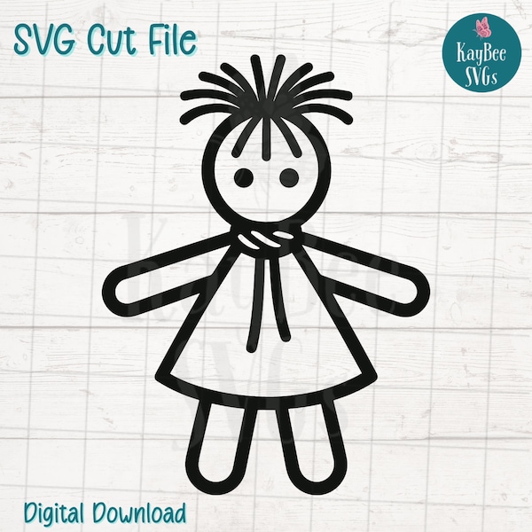 Rag Doll Toy SVG Cut File for Cricut, Silhouette, Digital Download, Printable Clipart, Commercial Use, Clip Art, Laser Stencil Outline
