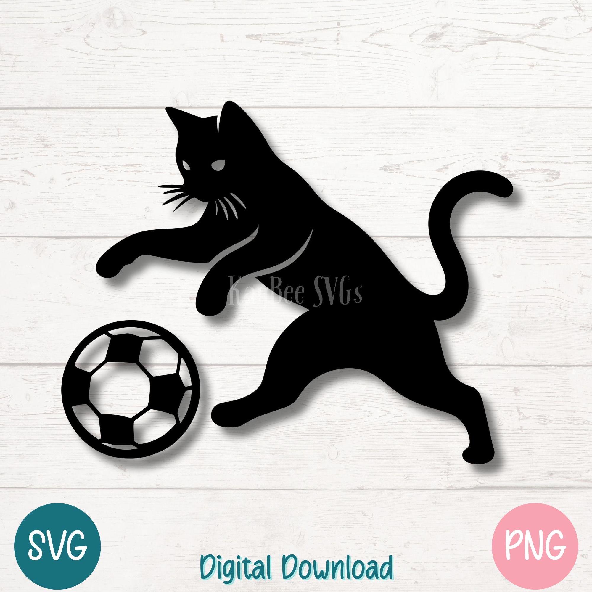 Black Cat Soccer SVG, Playful Kitty Silhouette (digital) - Etsy