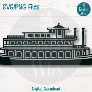 Arquivos de corte SVG PNG de barco fluvial para Cricut, download digital de silhueta, gravação a laser, impressão por sublimação, clipart para uso comercial