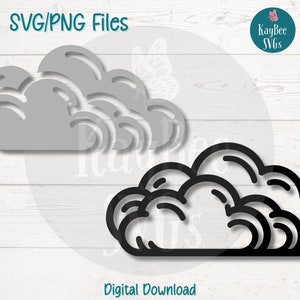 Fichiers coupés PNG SVG nuages pour Cricut, téléchargement numérique silhouette, gravure laser, impression en sublimation, usage Commercial des cliparts
