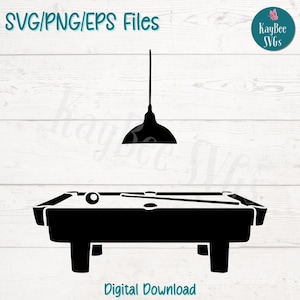 Billiards Pool Table SVG PNG EPS Cut Files for Cricut, Digital Download, Laser Engraving, Sublimation, Printable Clipart, Commercial Use