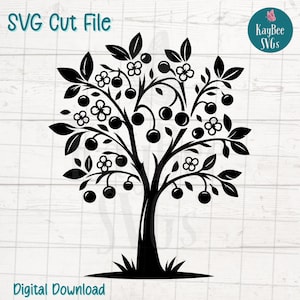 Cerisier SVG PNG coupés fichiers pour Cricut, téléchargement numérique silhouette, gravure laser, impression par sublimation, clipart à usage Commercial
