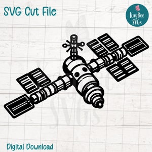 Archivos de corte SVG PNG de estación espacial para Cricut, descarga digital de silueta, grabado láser, impresión por sublimación, imágenes prediseñadas para uso comercial