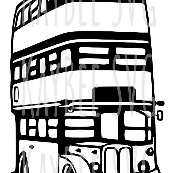 Triple-Decker Bus SVG PNG JPG Clipart Digital Cut File Download for Cricut Silhouette Sublimation Printable Art - Commercial Use