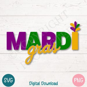 Mardi Gras Typografie SVG PNG, Gestapelter Mardi Gras Text Clipart, Karneval Faschingsdienstag Schriftzug Digitaler Download Schnittdateien für Cricut