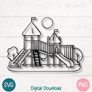 Playground SVG PNG with Slide and Climbing Structure for Kids and School Crafts | Cut Files for Cricut, Silhouette, Sublimation, Laser