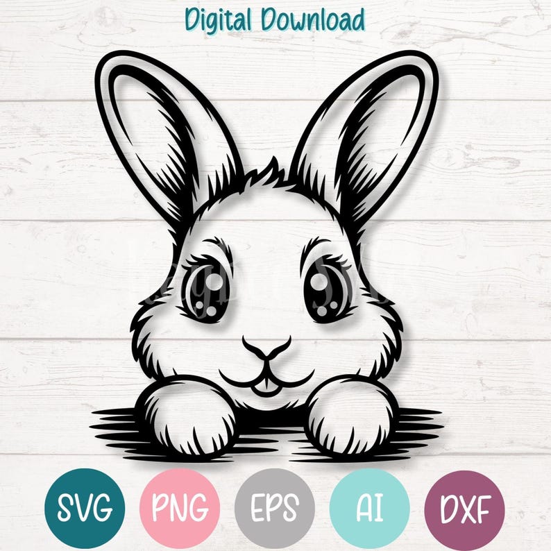 Peeking Rabbit SVG PNG Clipart Cut Files for Cricut, Silhouette, Laser ...