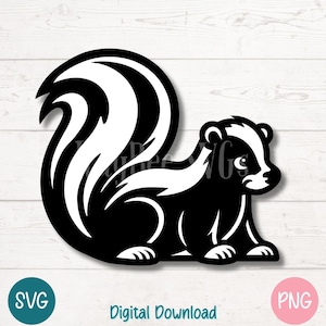 Clipart PNG SVG Mouffette | Silhouette animale des bois coupé fichier pour Cricut, sublimation, gravure laser, imprimable, usage Commercial Clip Art