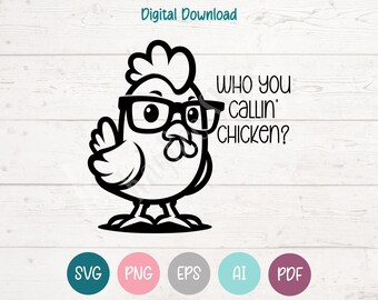 Funny Chicken SVG PNG Clipart Cut Files for Cricut, Silhouette, Laser Engraving, Sublimation (Digital)
