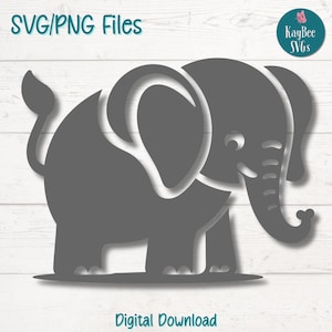 May include: A gray silhouette of an elephant with its trunk raised. The elephant is facing right and has a simple, cartoon-like design.