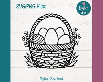 Archivos de corte SVG y PNG de cesta de Pascua para Cricut, Silhouette, grabado láser y sublimación (digitales).