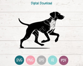 Running German Shorthaired Pointer SVG: Clipart Cut Files for Cricut, Silhouette, Laser Engraving, Sublimation