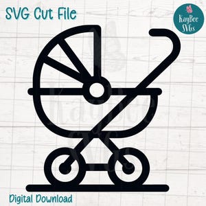 Kinderwagen SVG PNG kinderwagen clipart voor Cricut, silhouet, sublimatie, lasergravure, nieuwe baby- en doucheambacht gesneden bestand