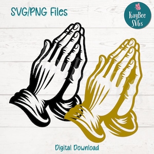 Bidden handen SVG/PNG-bestanden knippen voor Cricut, silhouet, digitale download, afdrukbare clipart, commercieel gebruik illustraties, laserstencil