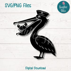 Pelikan und Krabbe SVG PNG Schnittdateien für Cricut, Silhouette digitaler Download, Lasergravur, Sublimationsdruck, kommerzielle Nutzung Clipart