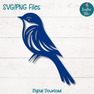Archivos de corte SVG/PNG de pájaro azul para Cricut, Silhouette, descarga digital, imágenes prediseñadas imprimibles, imágenes prediseñadas para uso comercial, sublimación